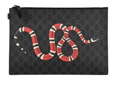 GG Supreme Kingsnake Clutch, &pound;310, Handbags, Black, Canvas, Front view